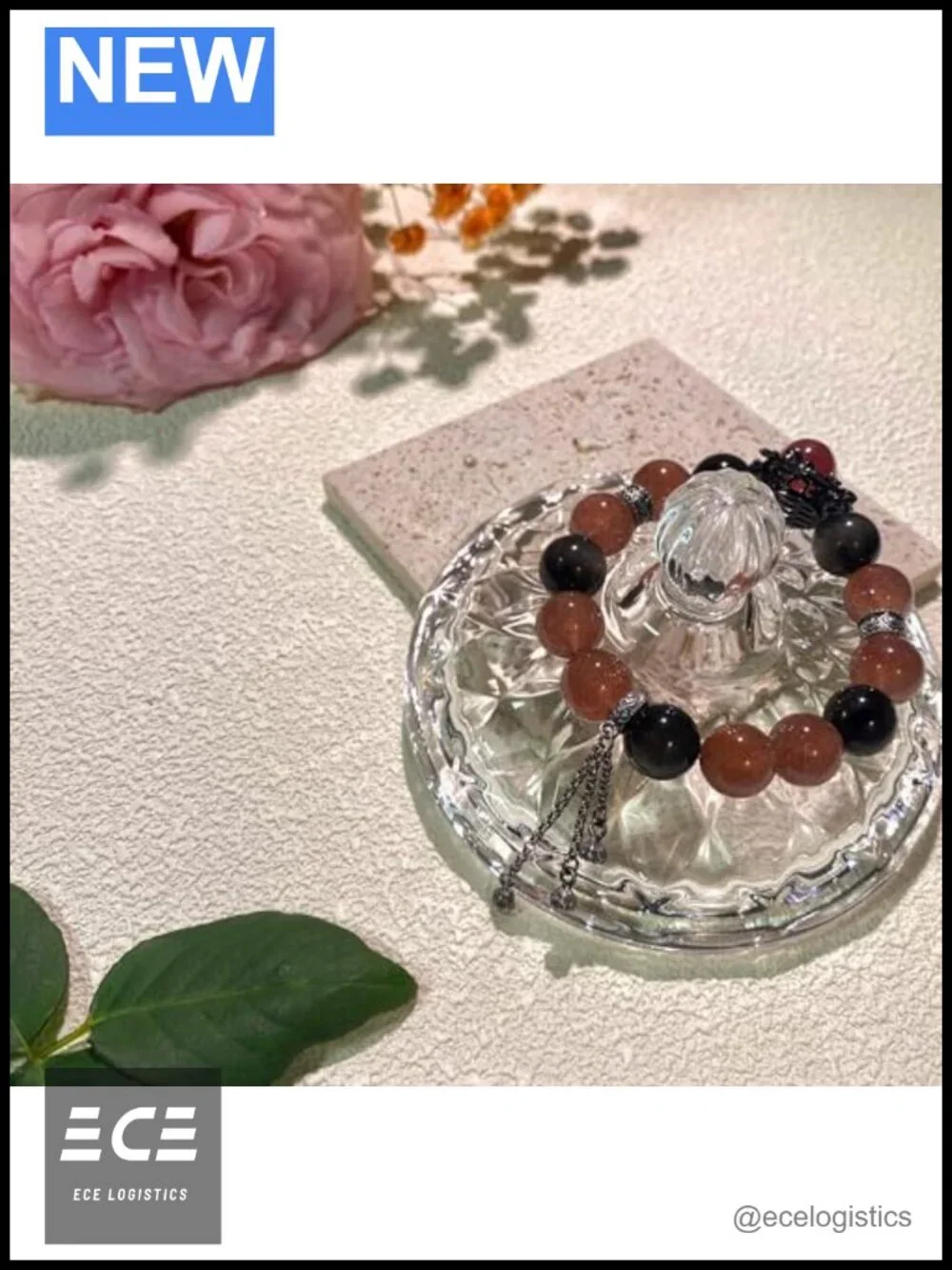 Strawberry Crystal Silver Obsidian Healing Bracelets for Women